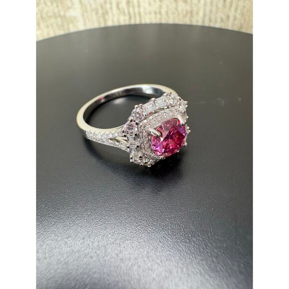 New 2ct Pink & White Moissanite Ring in 925 Silver -Sz. 8.25 - Picture 8 of 12